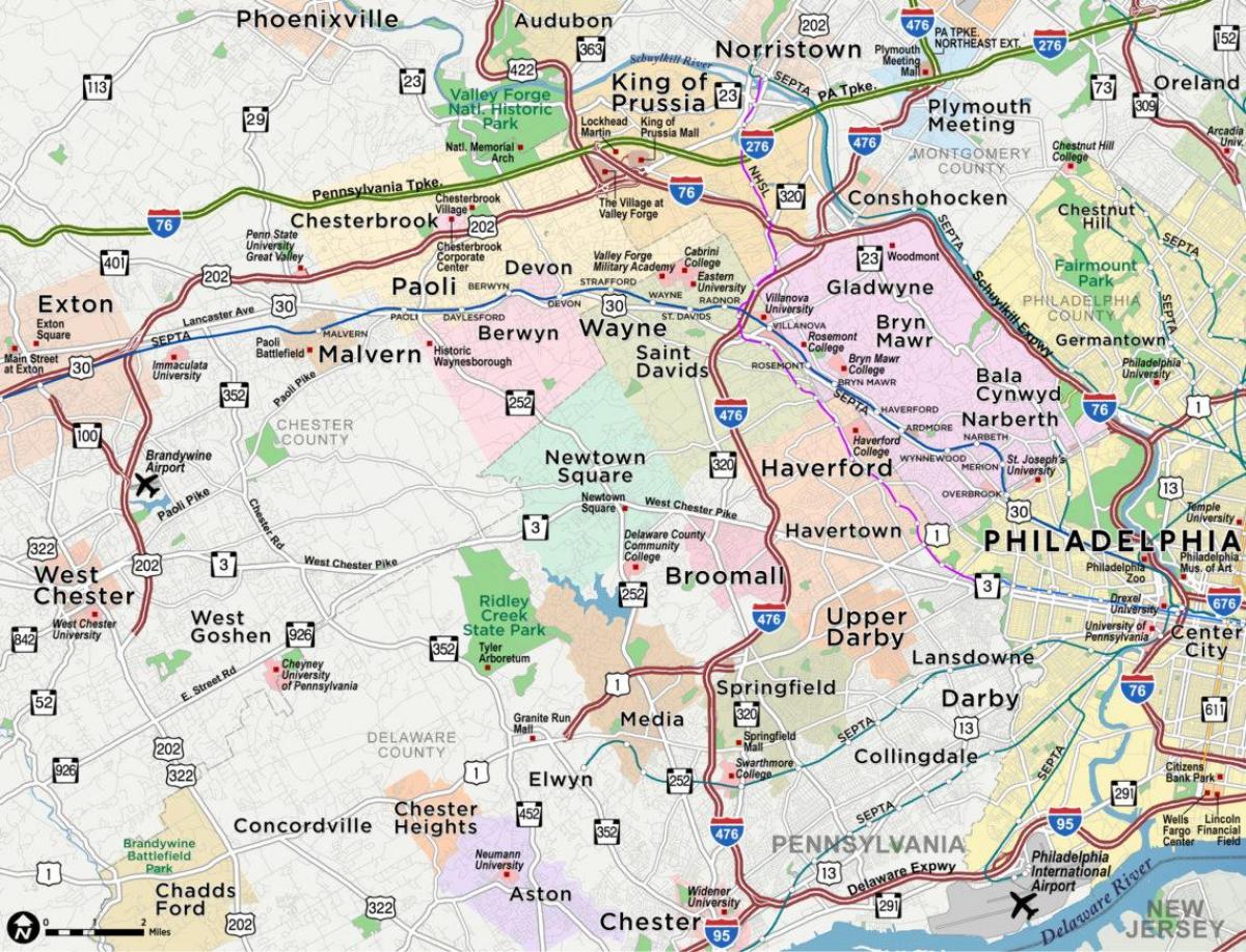 mapa hlavní linie Filadelfie