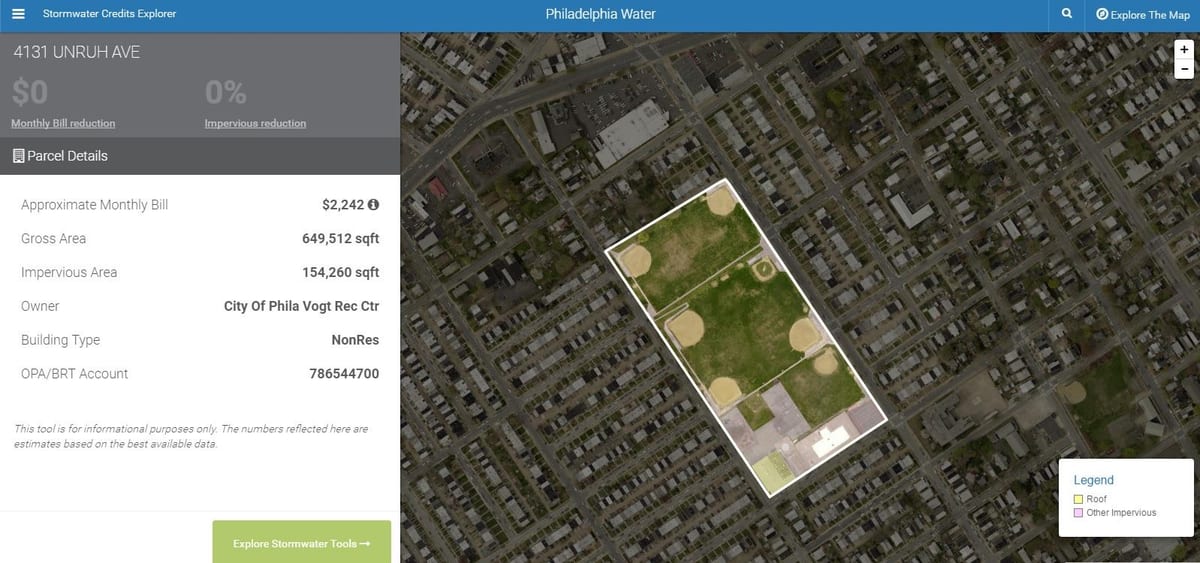 mapa Filadelfie stormwater 