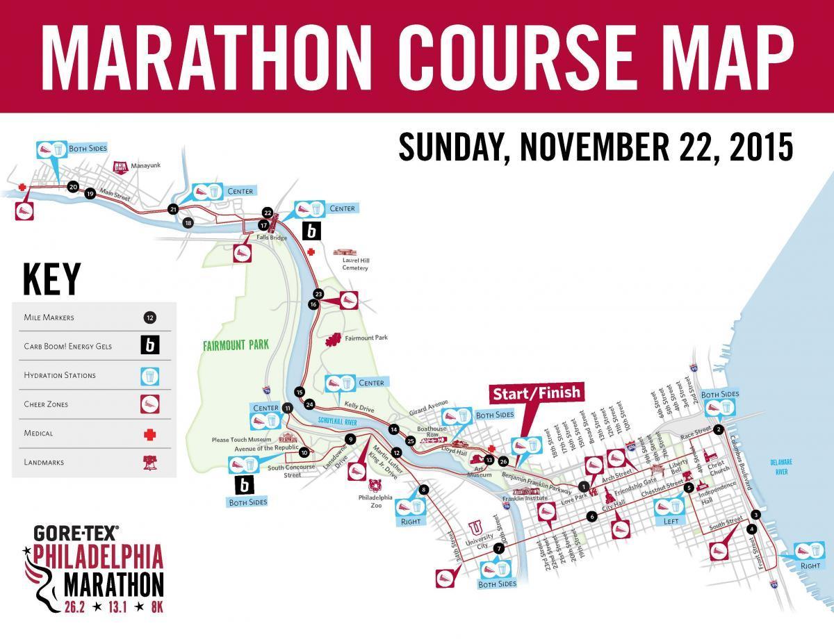 Philly maratonu mapě