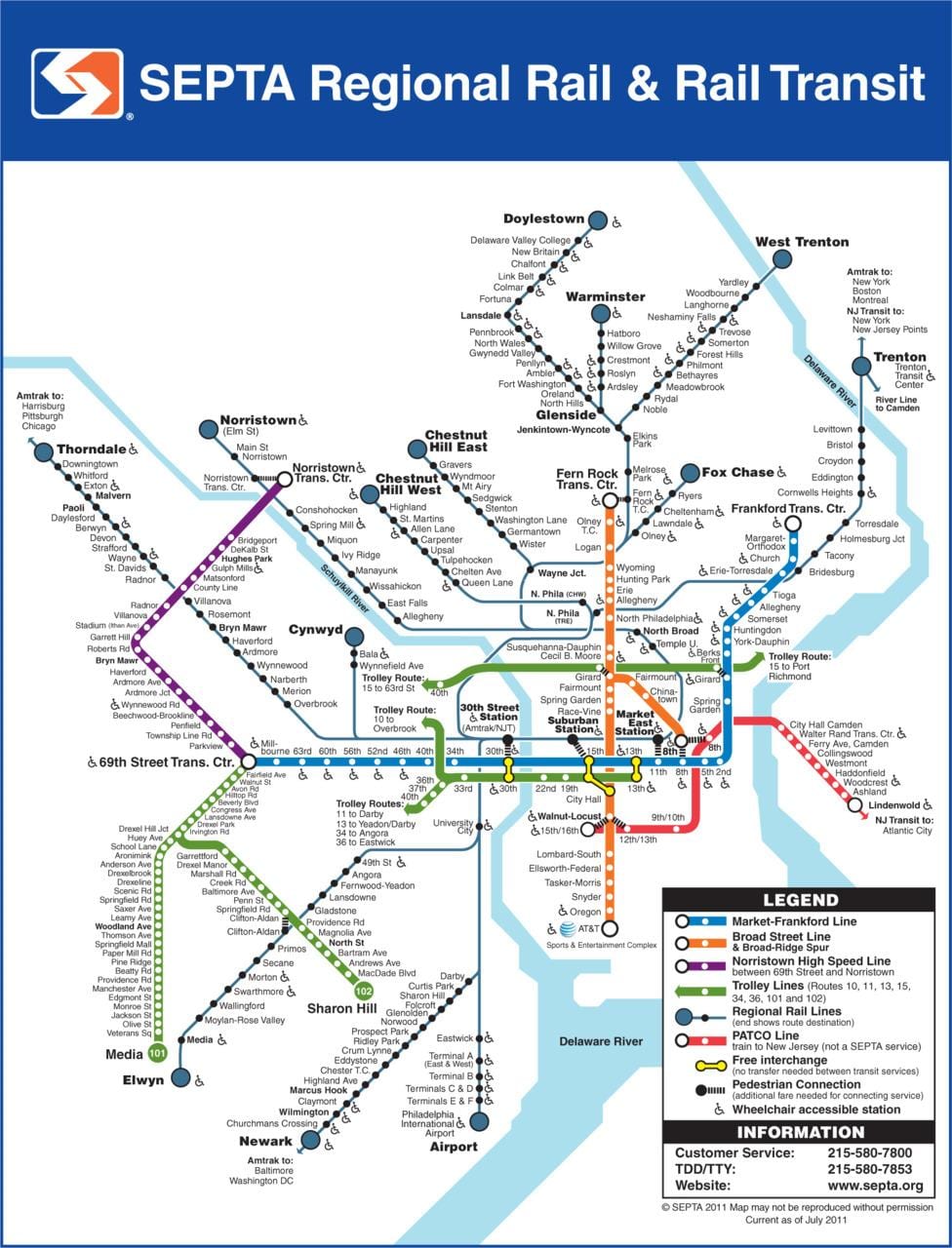 Septa mapu Filadelfie