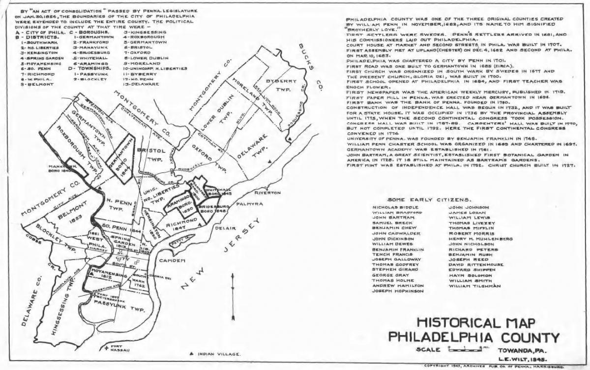Philadelphia county mapě