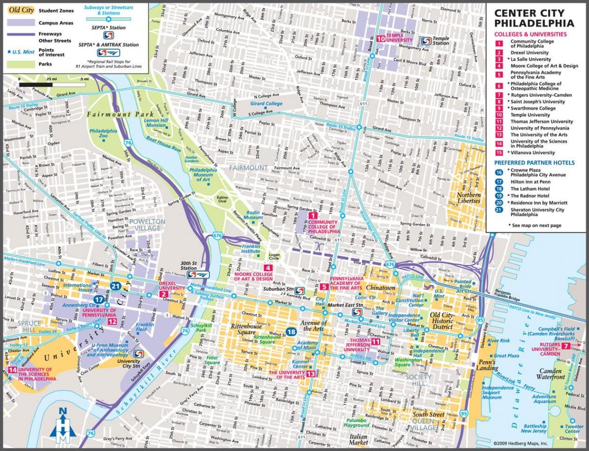turistická mapa Filadelfie