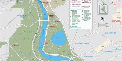 Mapa fairmount park v Filadelfie
