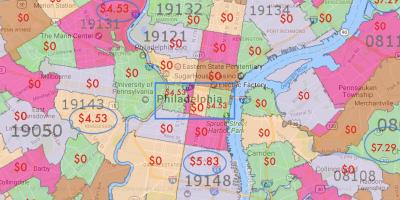 Filadelfie a okolních oblastí mapě