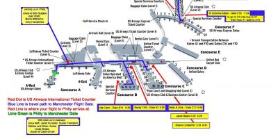 Mapa letiště Philadelphia