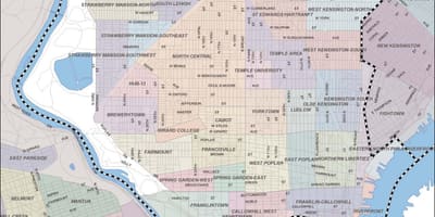 Mapa Filadelfie badlands