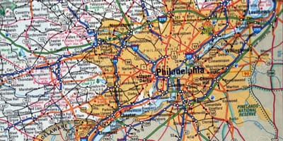 Mapa Filadelfie, pa