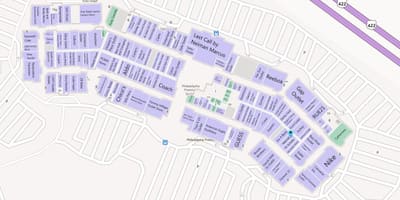 Mapa Filadelfie premium outlets